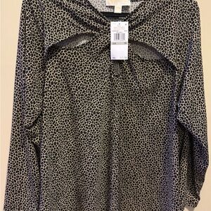 MICHAEL Michael Kors Black and Khaki Blouse NWT